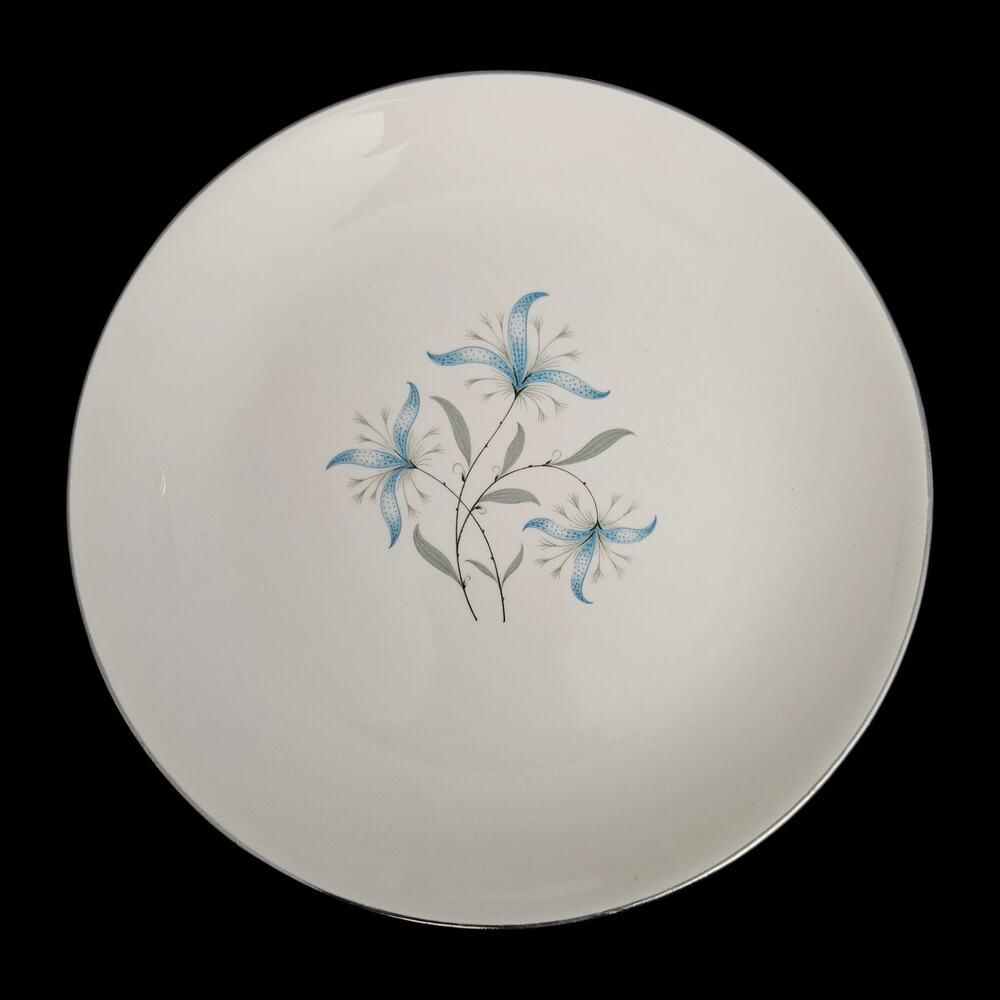 Vintage Hanover Melody Blue Floral Semi Porcelain Salad Plate